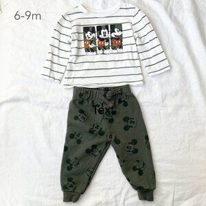 🪴5/$30 Disney 9-12 Months Baby Mickey Mouse Stripe Sweatpants Matching Set